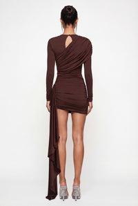 Alice Draped Sculpt Mini Dress - Brown