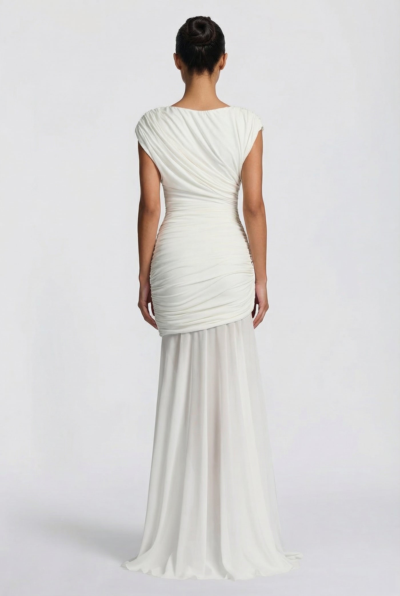 Amaya Sculpted Drape Maxi Dress - White