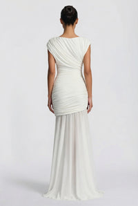 Amaya Sculpted Drape Maxi Dress - White
