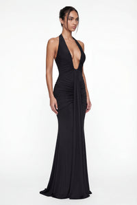Amelita Deep Plunge Sculpt Maxi Dress - Black