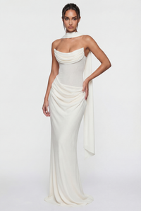 Andina Draped Corset Maxi Dress with Gloves & Scarf