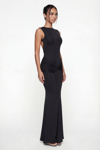 Glinda Sculpted Draped Maxi Dress - Black