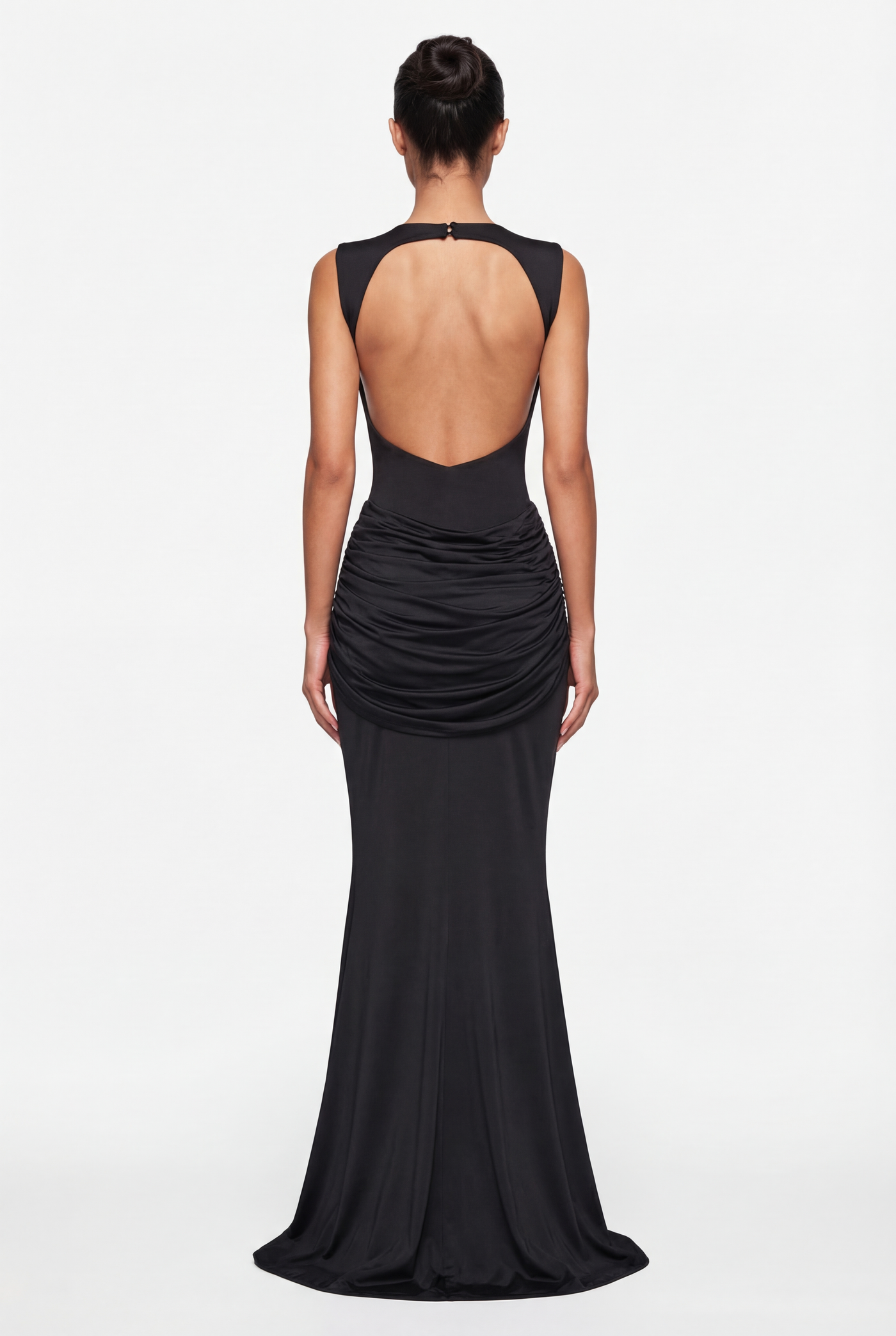 Glinda Sculpted Draped Maxi Dress - Black