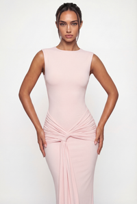 Glinda Sculpted Draped Maxi Dress - Pink