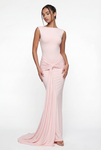 Glinda Sculpted Draped Maxi Dress - Pink