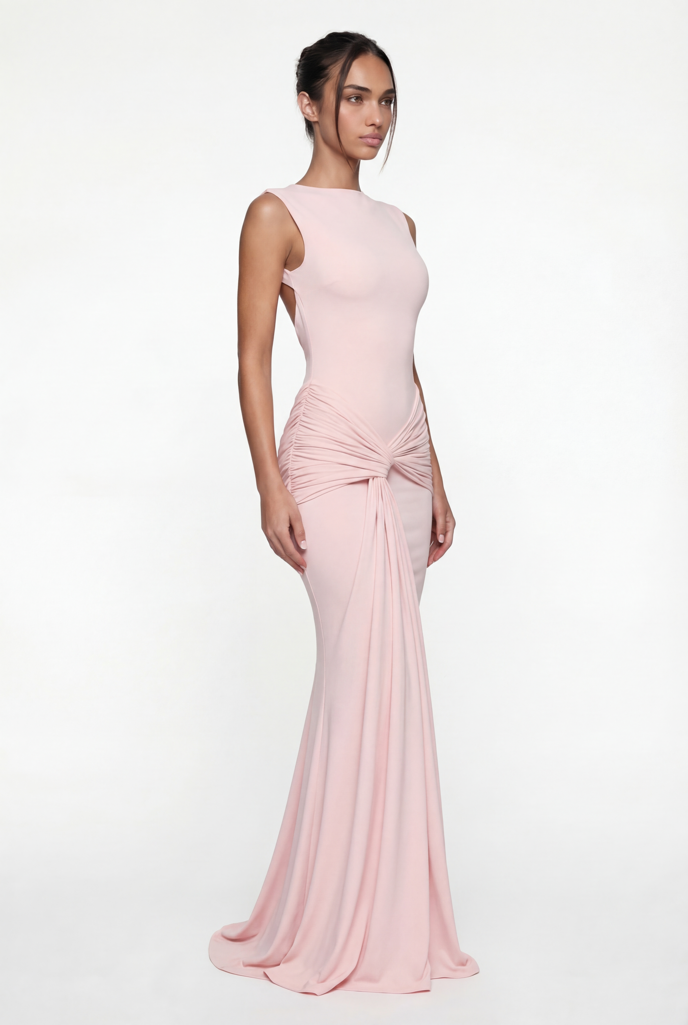 Glinda Sculpted Draped Maxi Dress - Pink