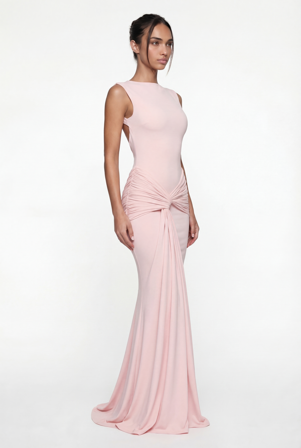 Glinda Sculpted Draped Maxi Dress - Pink