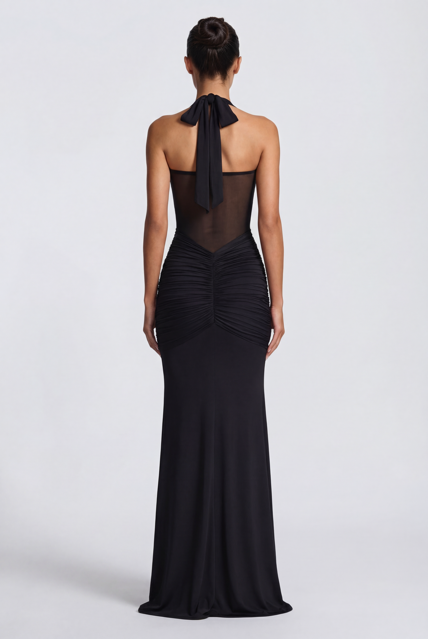 Henley Sheer Sculpt Maxi Dress - Black