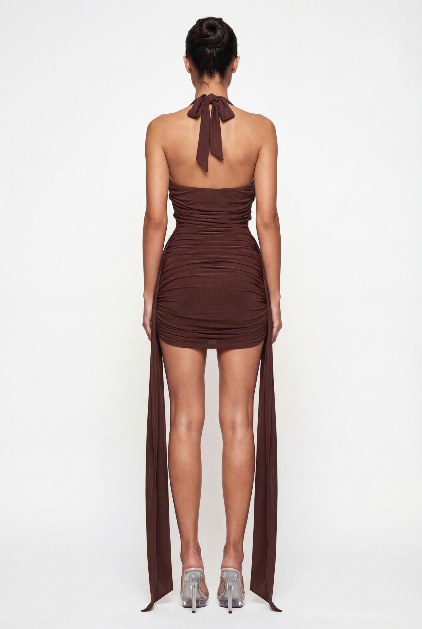 Isabel Draped Mini Dress - Brown