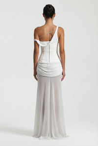 Carah Sheer Maxi Dress with Detachable Corset – White