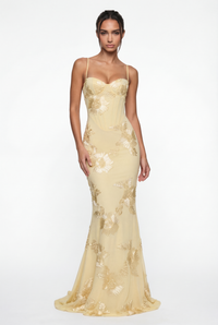 Lucy Lace-Up Corset Maxi Dress – Yellow