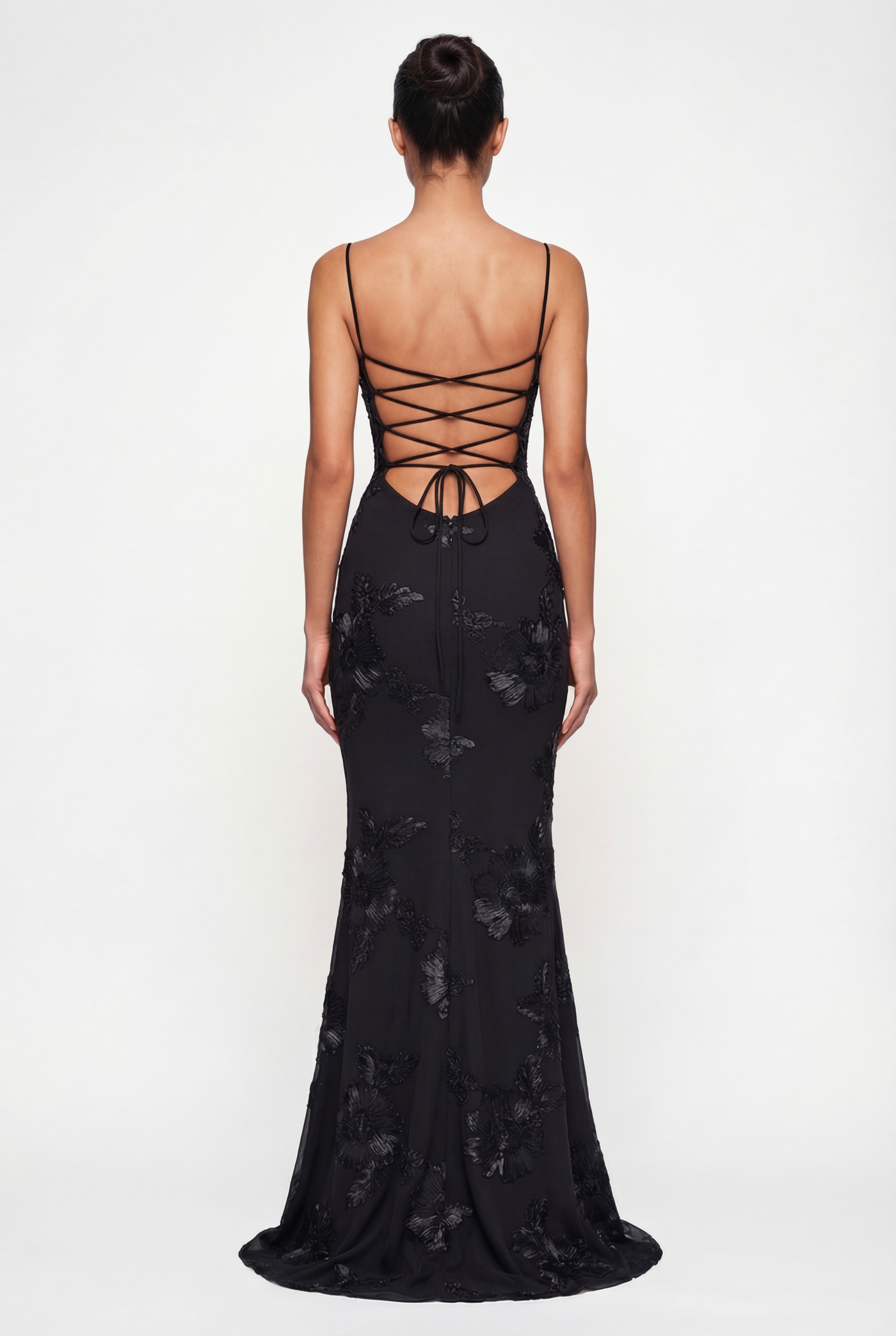 Lucy Lace-Up Corset Maxi Dress – Black