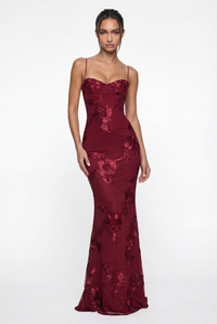 Lucy Lace-Up Corset Maxi Dress – Burgundy
