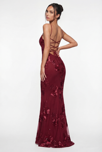 Lucy Lace-Up Corset Maxi Dress – Burgundy