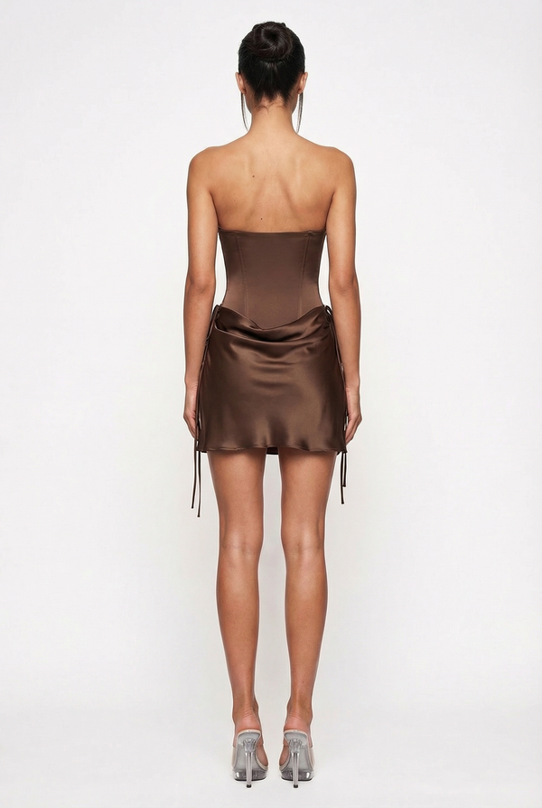 Roisin Strapless Mini Dress – Brown