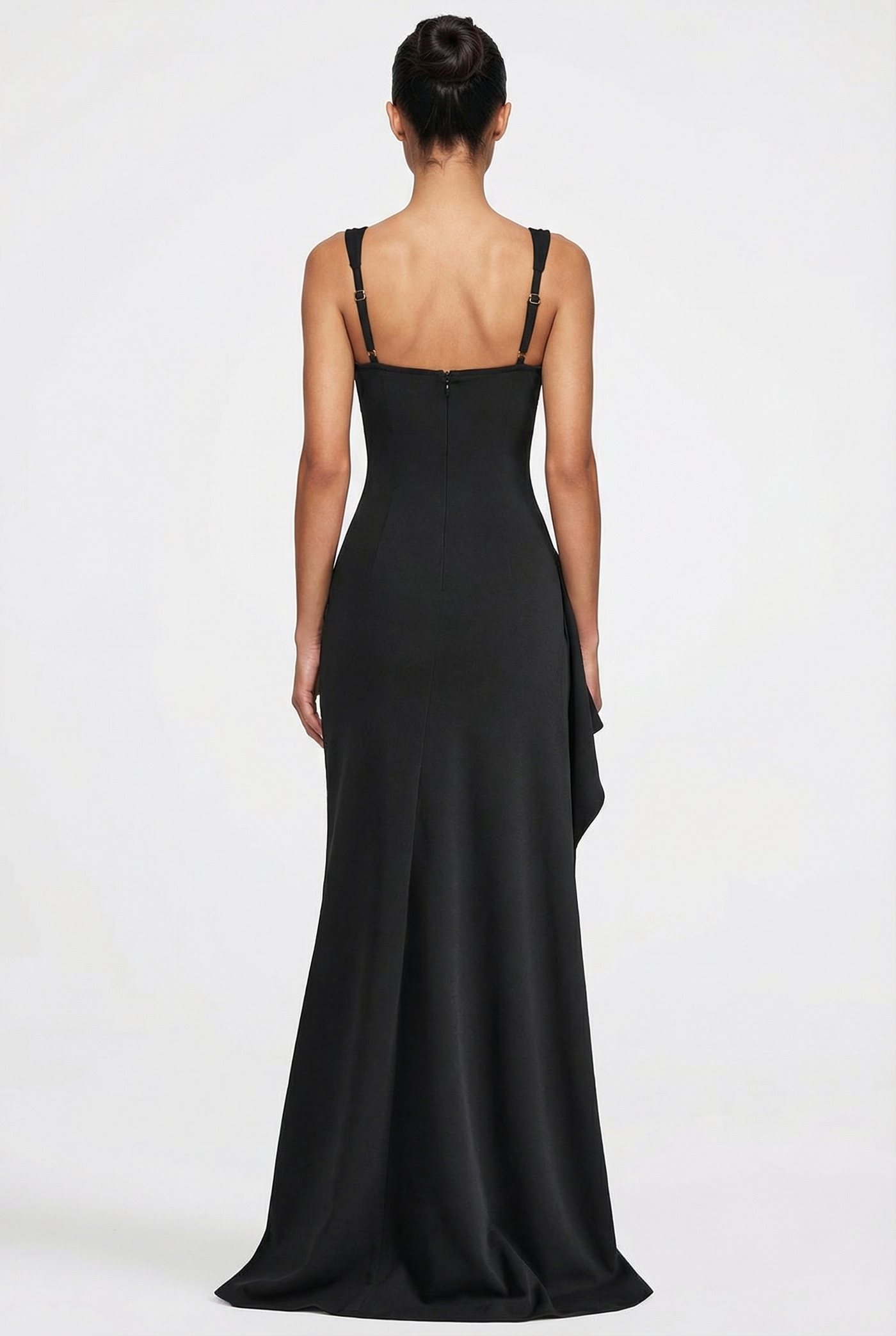 Nicole Square Neck Draped Maxi Dress – Black