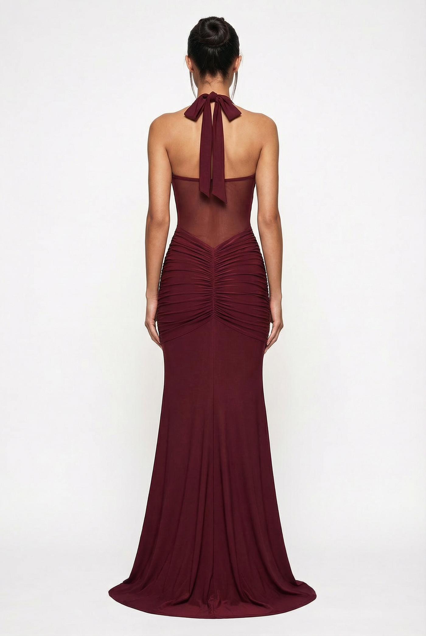 Henley Sheer Sculpt Maxi Dress - Burgundy