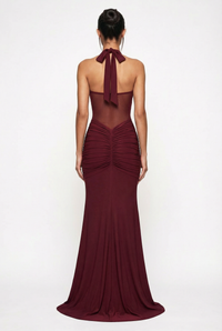 Henley Sheer Sculpt Maxi Dress - Burgundy