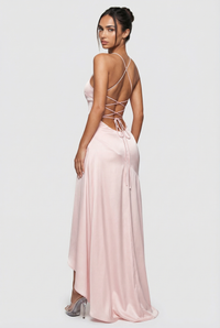 Stella Strappy Back Satin Maxi Dress – Pink