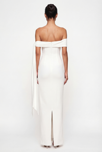 Nadine Off-Shoulder Draped Maxi Dress – White