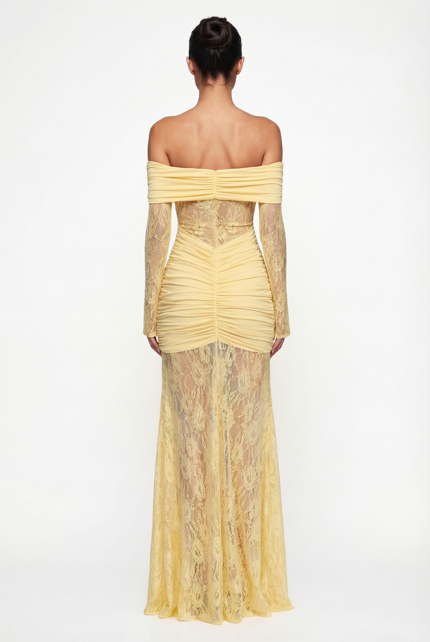 Regina Off-Shoulder Lace Maxi Dress – Yellow