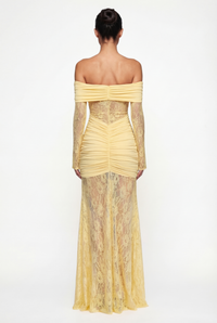 Regina Off-Shoulder Lace Maxi Dress – Yellow