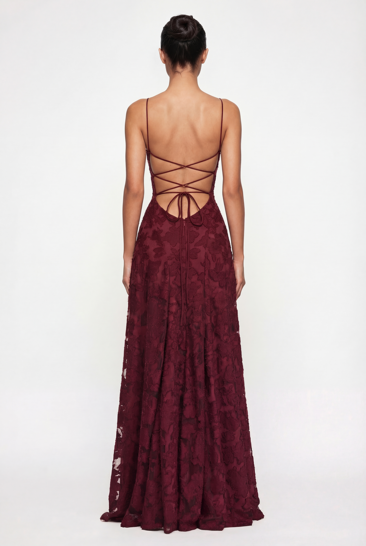 Wisteria Floral Maxi Dress – Burgundy