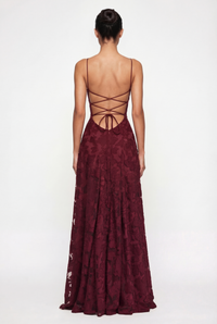 Wisteria Floral Maxi Dress – Burgundy