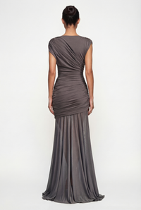 Amaya Sculpted Drape Maxi Dress - Gray