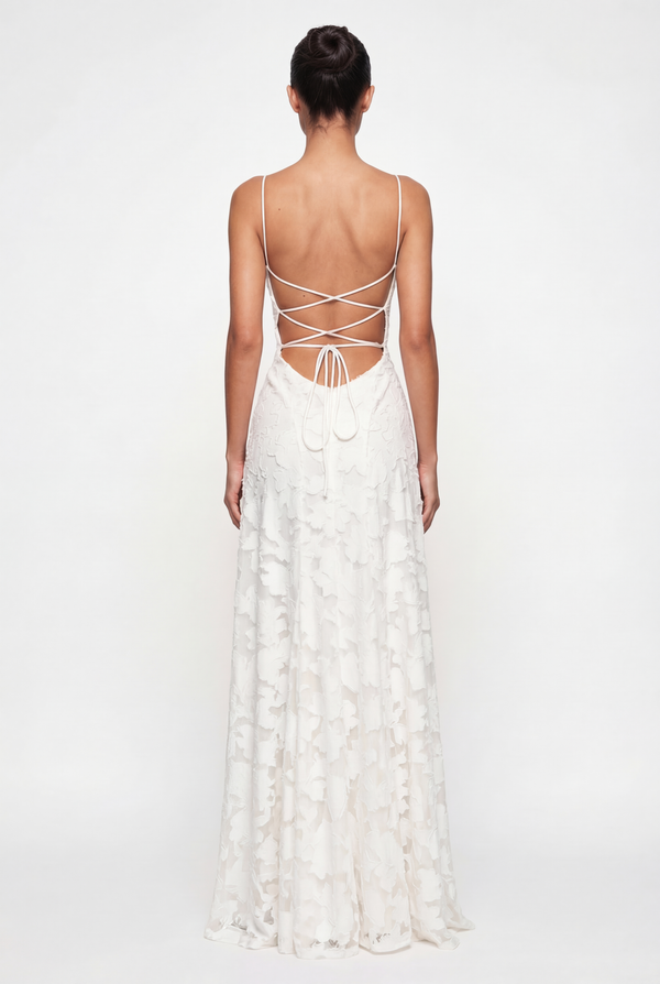 Wisteria Floral Maxi Dress - White