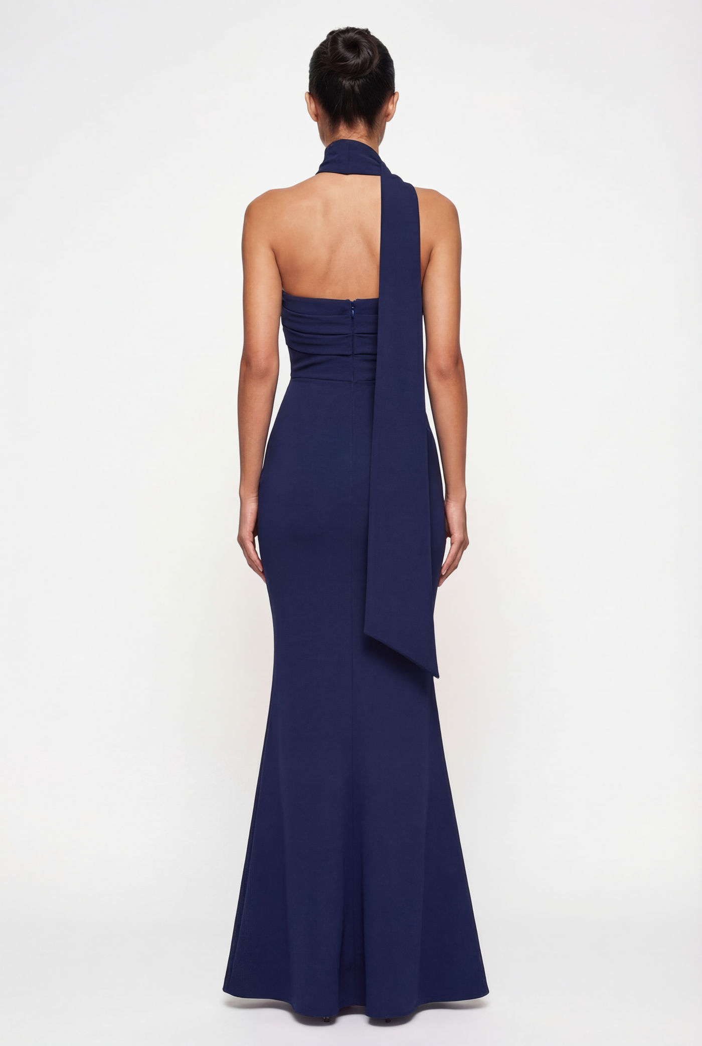 Linley Strapless Maxi Dress with Scarf – Navy Blue