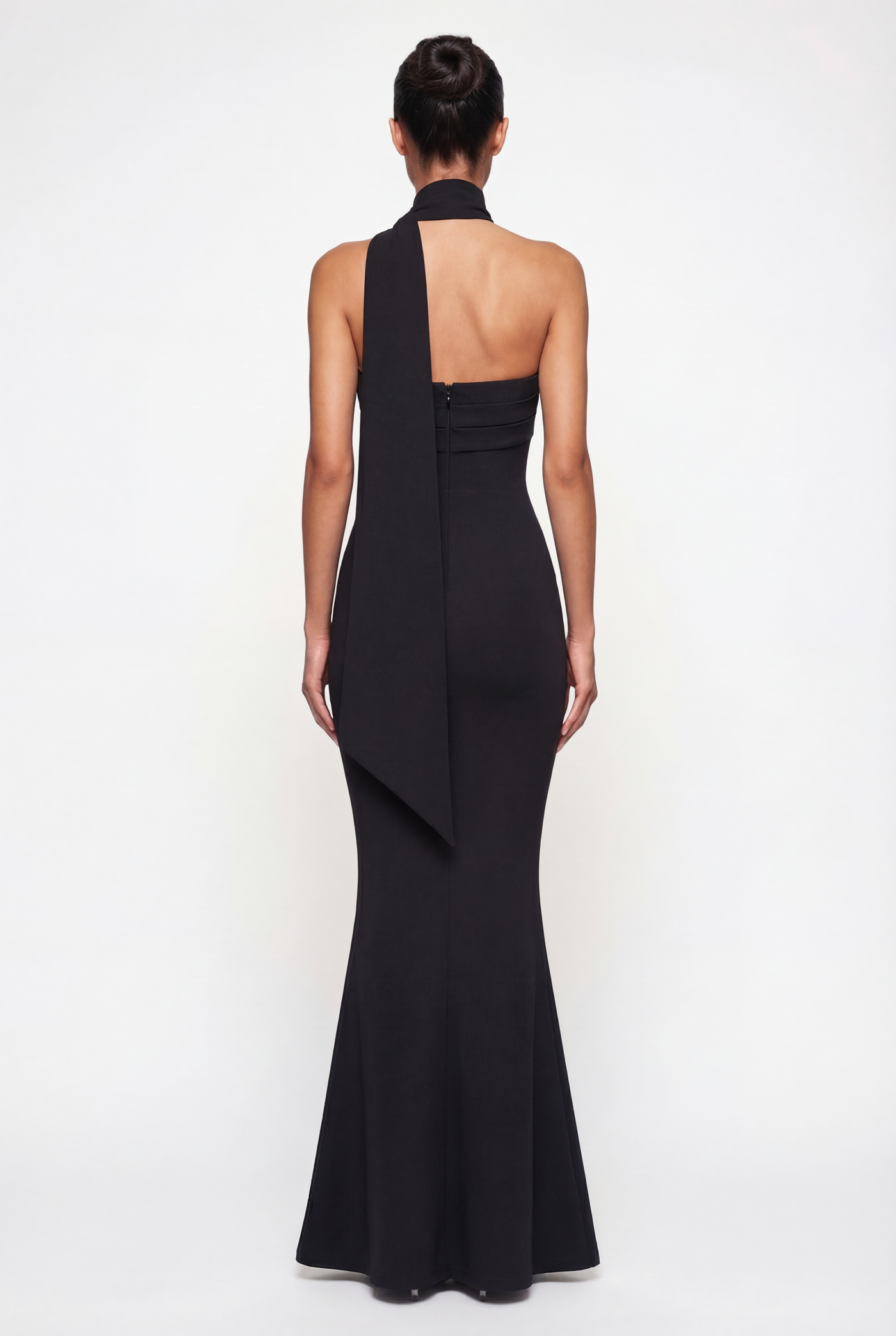 Linley Strapless Maxi Dress with Scarf – Black