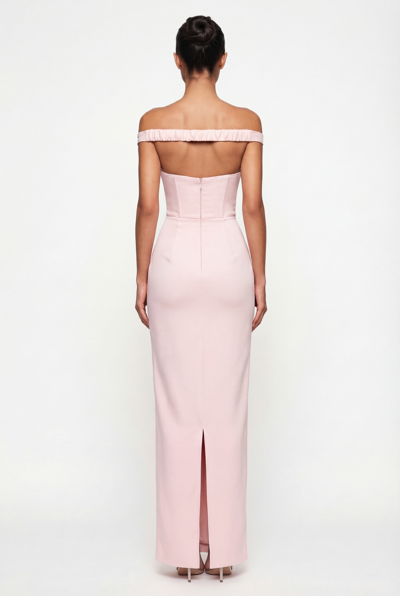 Serena Off-Shoulder Maxi Dress with Scarf - Pink