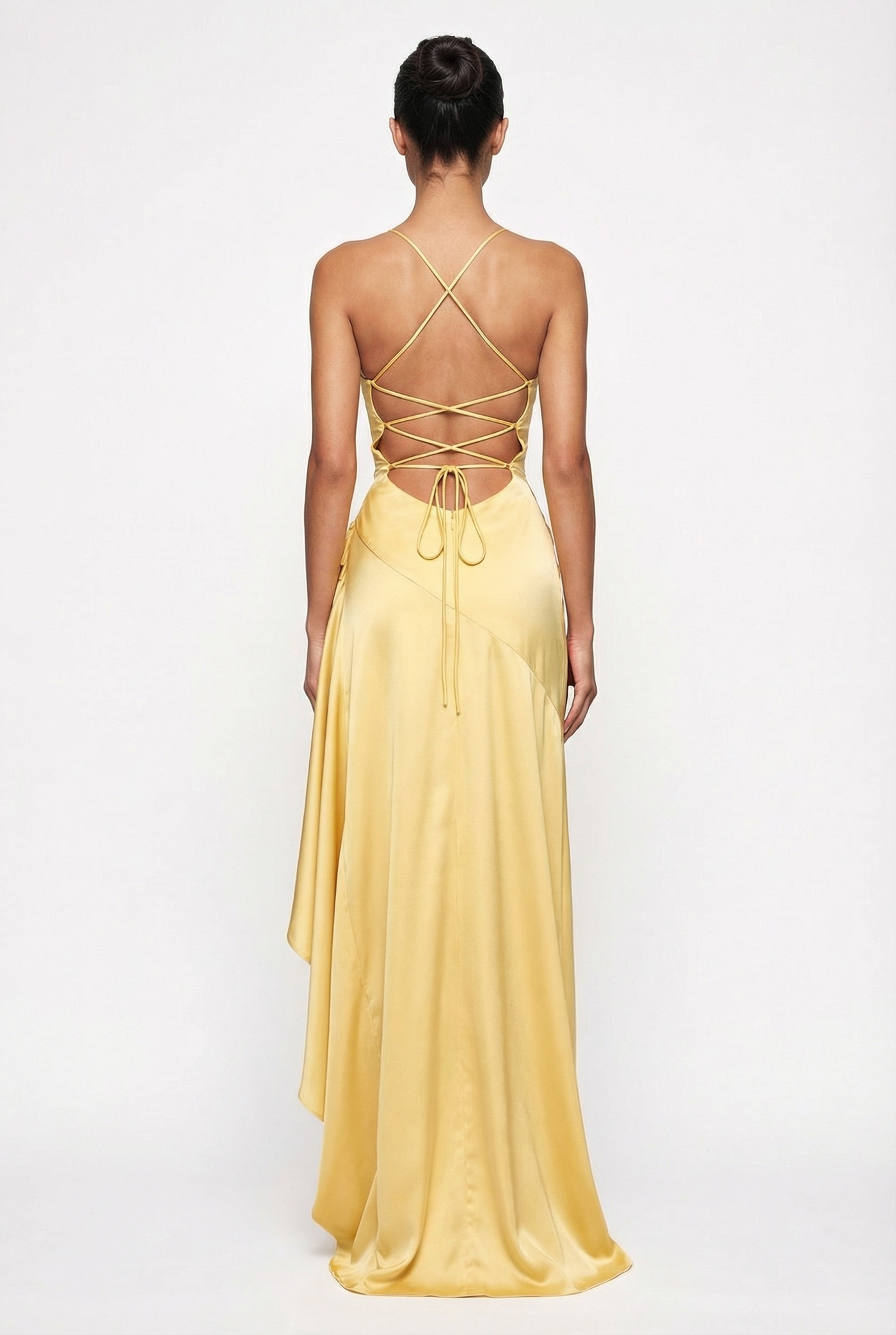 Stella Strappy Back Satin Maxi Dress – Yellow