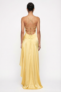 Stella Strappy Back Satin Maxi Dress – Yellow