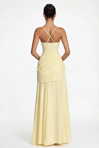 Carlina Draped Maxi Dress – Yellow