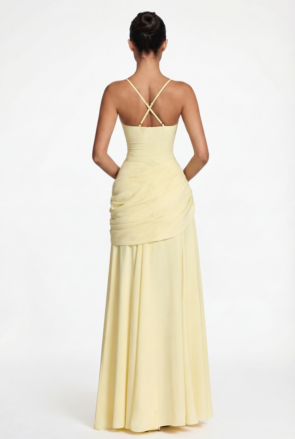 Carlina Draped Maxi Dress – Yellow
