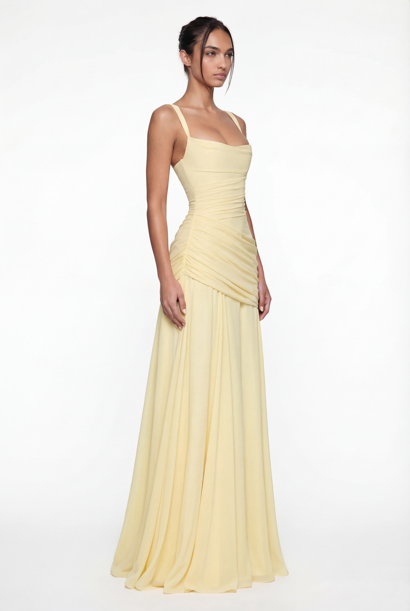 Carlina Draped Maxi Dress – Yellow