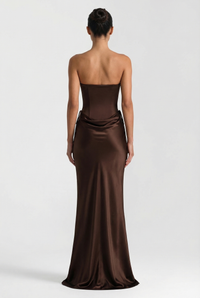 Genie Strapless Maxi Dress – Brown