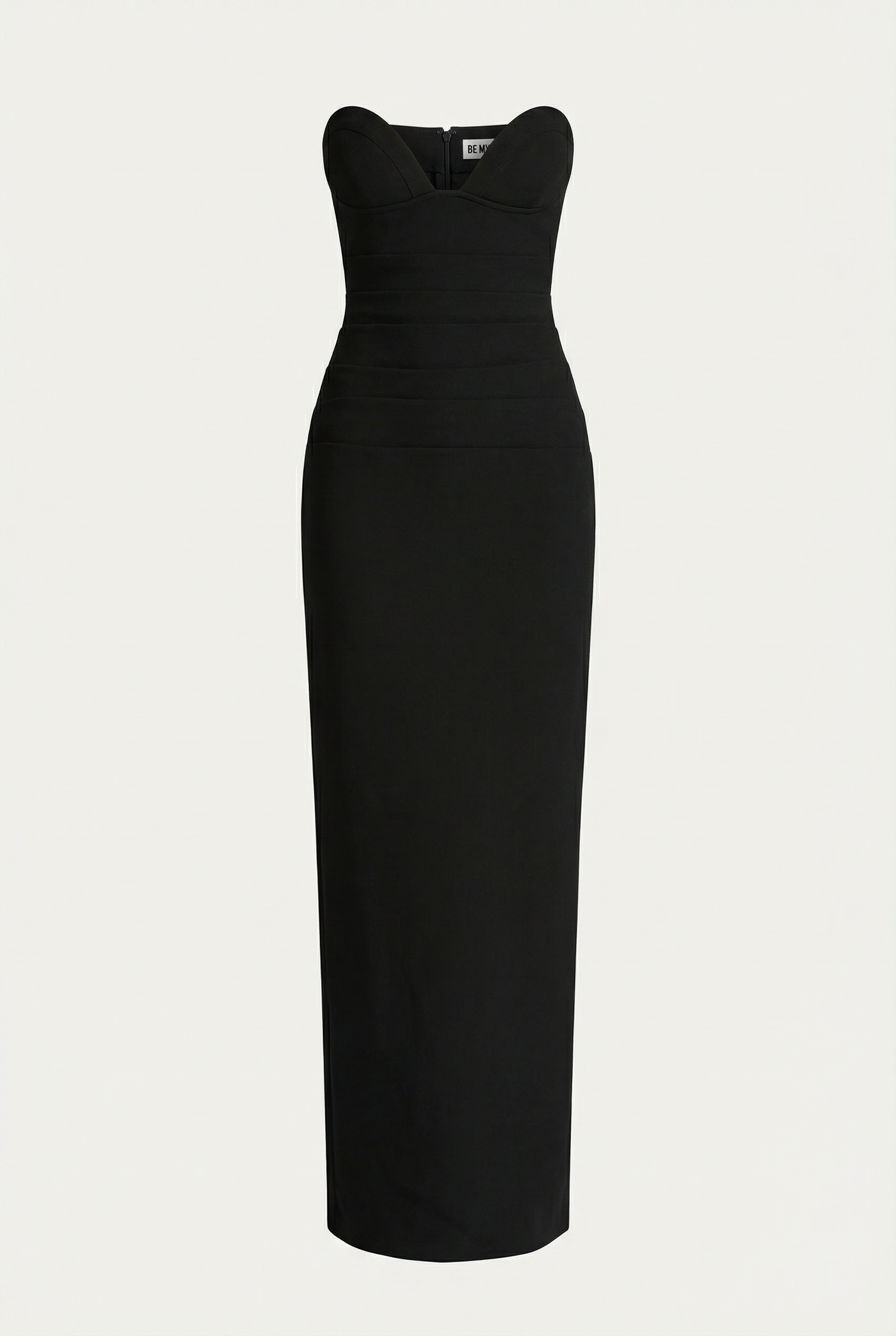 Esther Strapless Maxi Dress with Sheer Scarf – Black