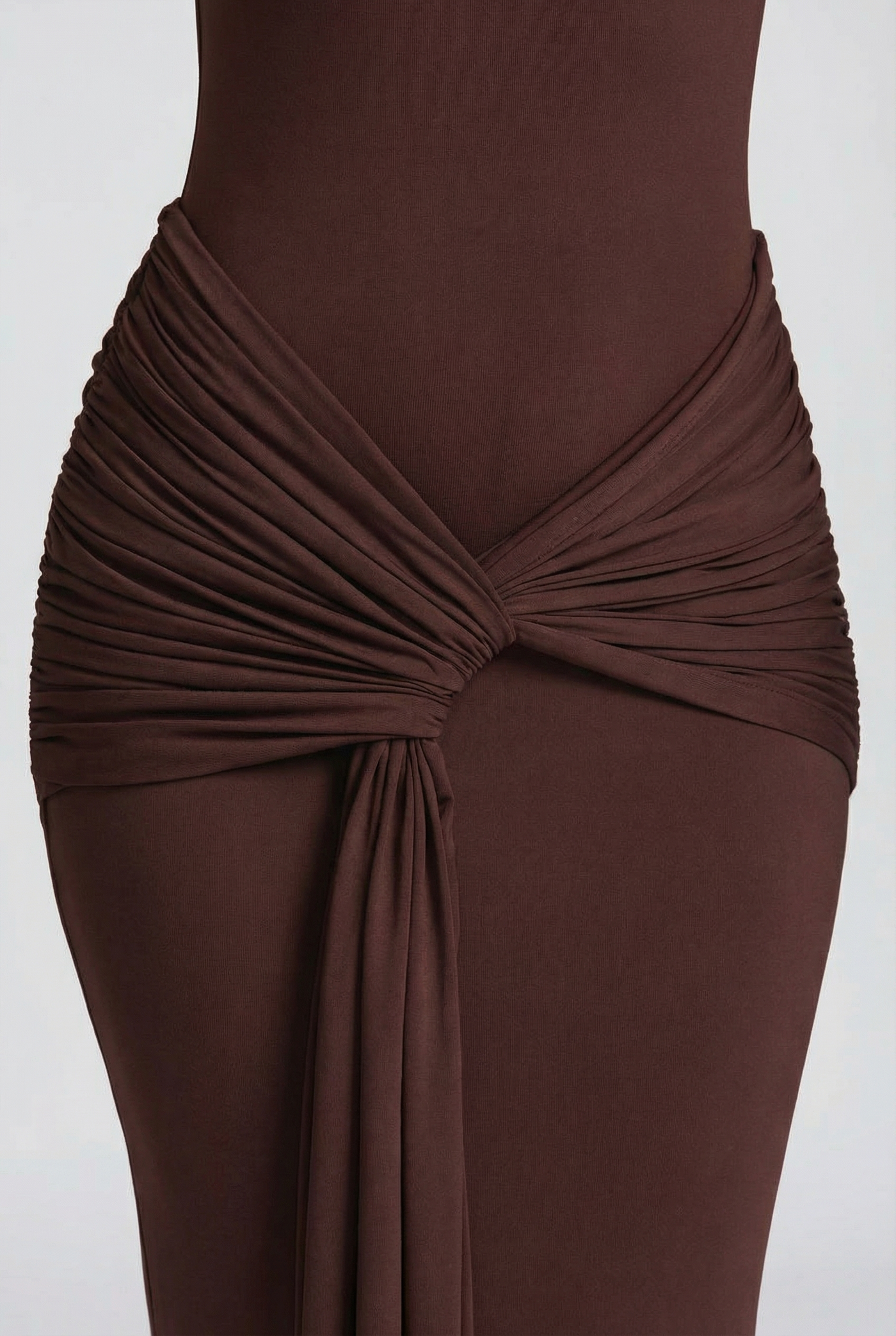 Glinda Sculpted Draped Maxi Dress - Brown