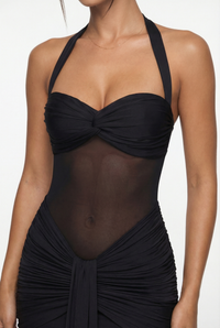 Henley Sheer Sculpt Maxi Dress - Black