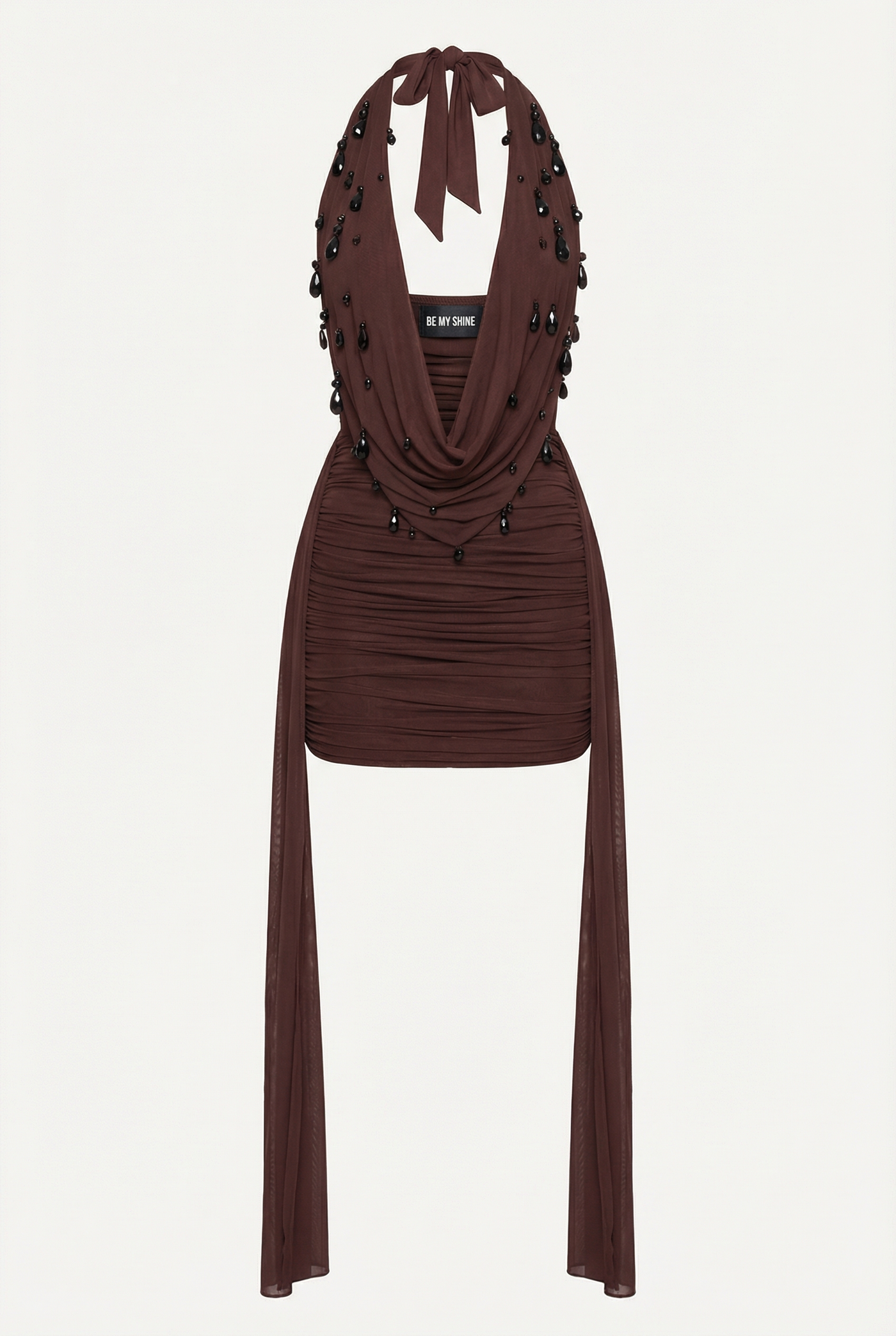 Isabel Draped Mini Dress - Brown