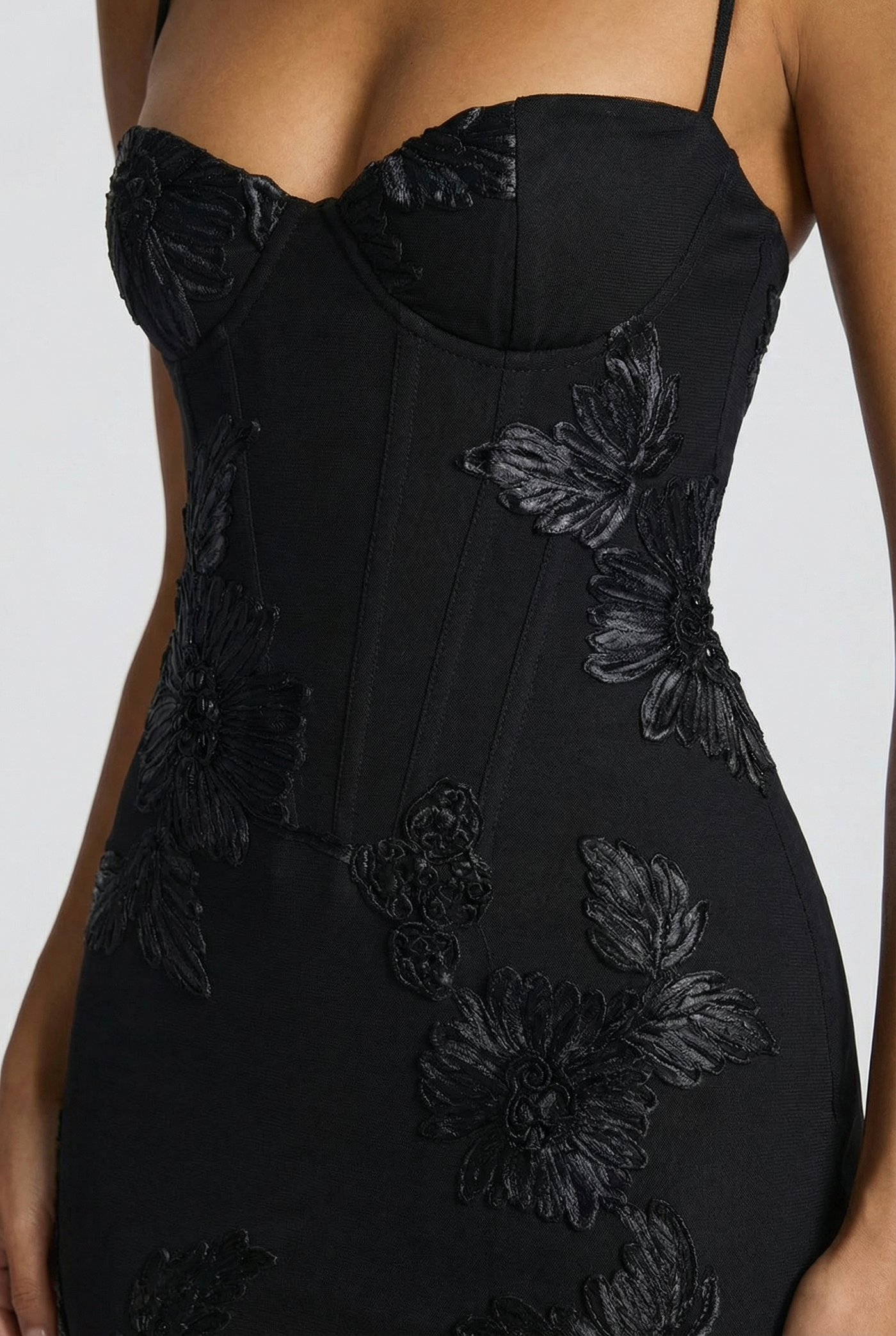 Lucy Lace-Up Corset Maxi Dress – Black