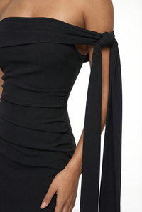 Nadine Off-Shoulder Draped Maxi Dress – Black