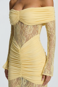 Regina Off-Shoulder Lace Maxi Dress – Yellow
