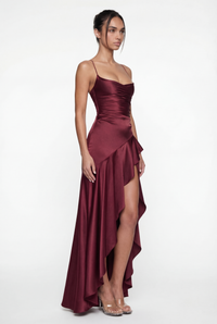 Stella Strappy Back Satin Maxi Dress – Burgundy