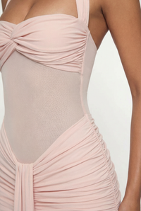 Willa Ruched Halter Mini Dress – Pink