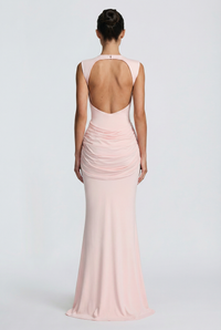 Glinda Sculpted Draped Maxi Dress - Pink