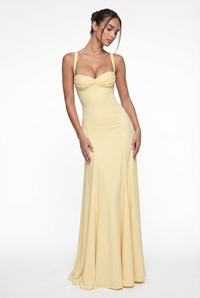 Jasiel Corset Back Maxi Dress – Yellow